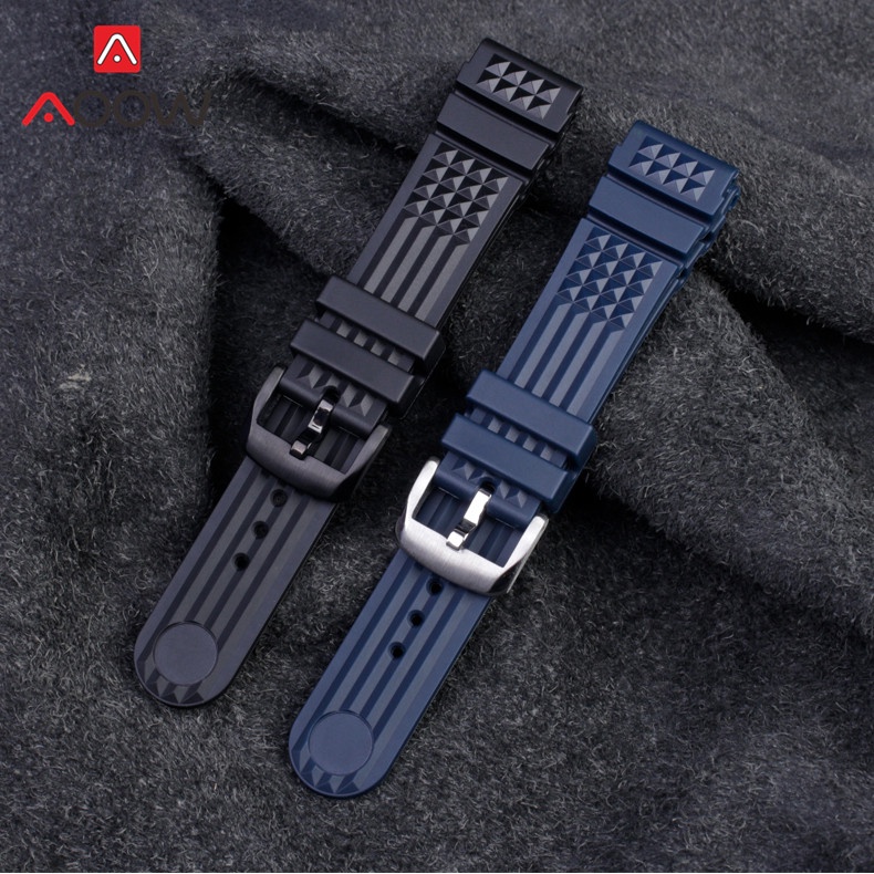 Dây Đeo Đồng Hồ Thể Thao Bằng Cao Su Silicone Màu Đen 20mm 22mm Chống Nước