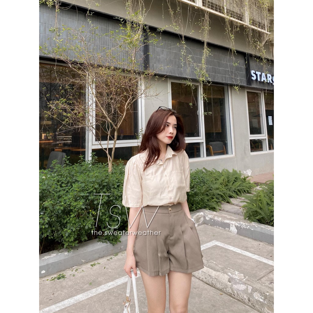 Quần short ống rộng cạp cao xếp ly giả váy (Ảnh thật) | BigBuy360 - bigbuy360.vn