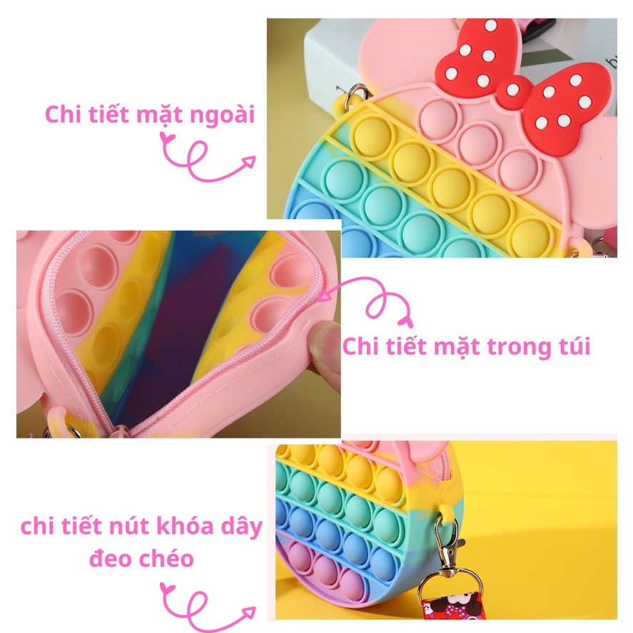 Túi pop it cho bé gái giá rẻ đeo chéo giảm căng thẳng bóp bong bóng hình chuột micky nhiều màu dễ thương Fullbaby 024