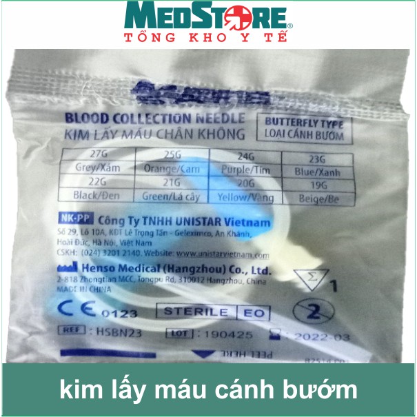 (lẻ 1 cái) Kim bướm medisafe kim lấy máu chân không dùng trong PRP