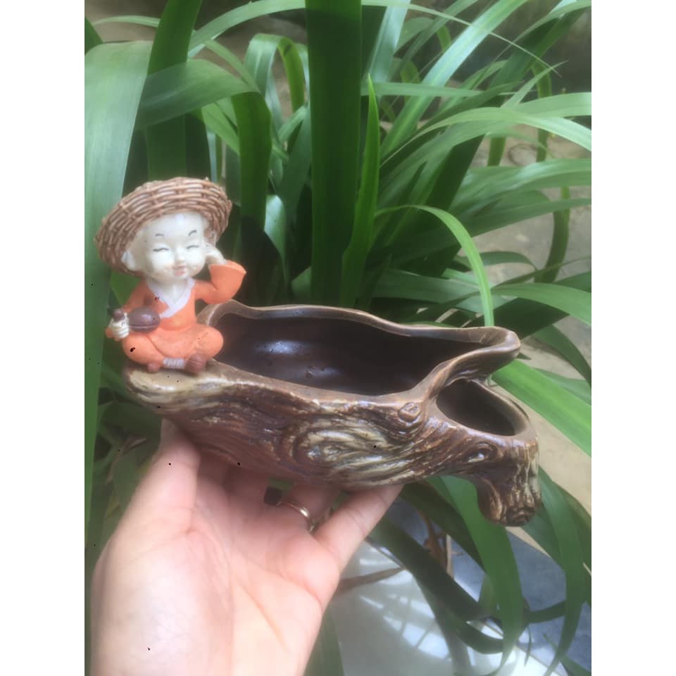 CHẬU MEN CHÚ TIỂU TRỒNG HOA, BONSAI MINI