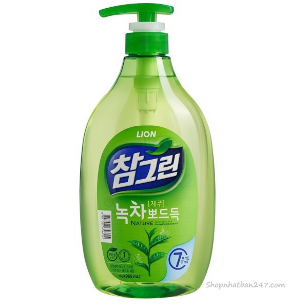 Nước rửa rau quả và chén bát diệt khuẩn cao cấp trà xanh LION 1000ml Hàn Quốc