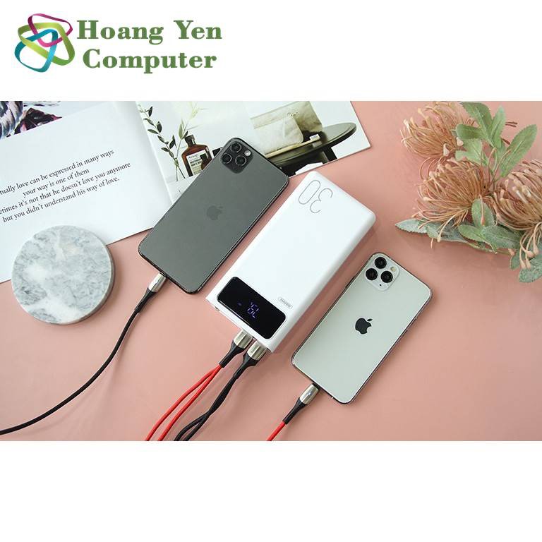 Sạc Dự Phòng Remax RPP-112 30000mAh Lõi Polymer 3 Cổng Sạc Vào, 4 Cổng Sạc Ra, Tích Hợp Đèn Led - Hoàng Yến Computer