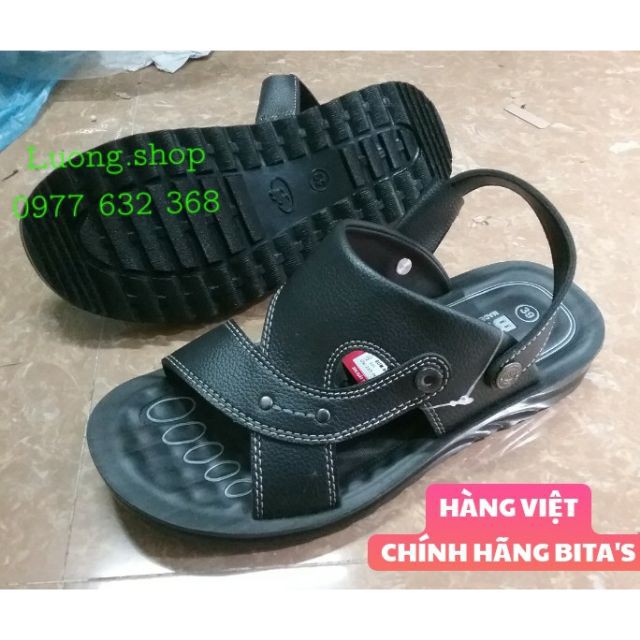 giảm sandal nam Dép da bitas da nam DUM109 nâu, vàng