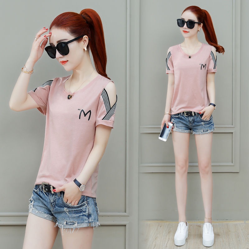 Áo Thun Nữ Ngắn Tay Phong Cách Phương Tây Thời Trang Mùa Hè