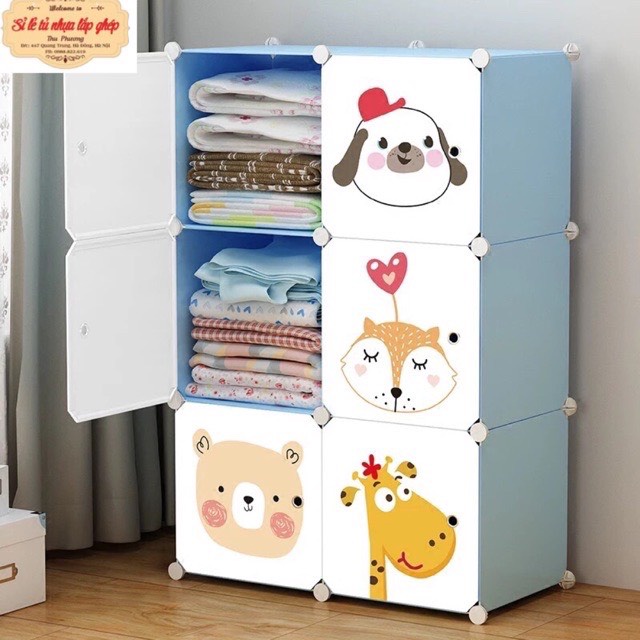 TỦ NHỰA LẮP RÁP 6 Ô ĐỂ QUẦN ÁO. Tặng kèm 1 treo đồ