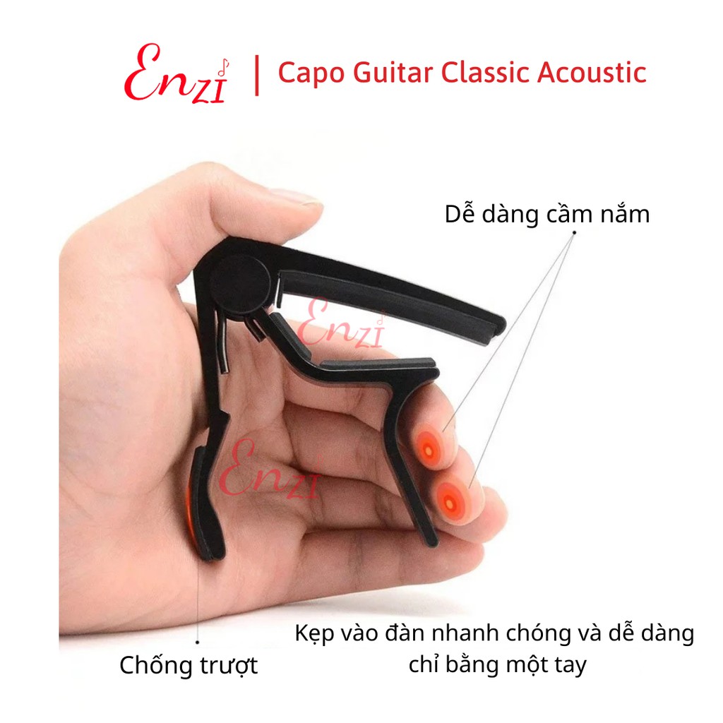 Kẹp capo guitar classic acoustic ukulele guitar điện Kim Loại Enzi lên tông hạ tông dùng cho mọi loại đàn ghita