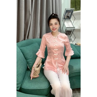 ÁO BÀ BA LỤA GẤM TAY XÒE
