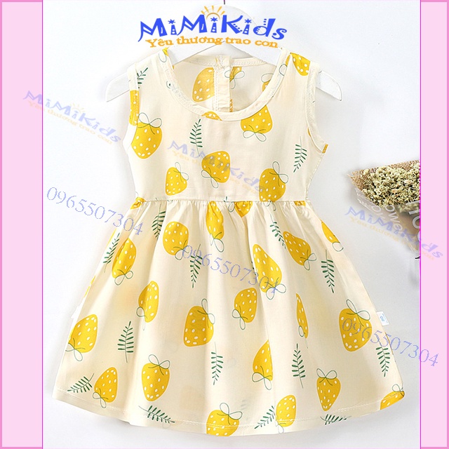 Váy bé gái / Đầm bé gái sát nách 6-8 tuổi, chất lanh lụa thoáng mát