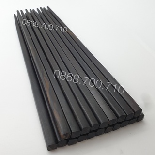 Đũa gỗ Mun sừng vuông trơn cao cấp - Siêu bền - chuẩn mun 100%