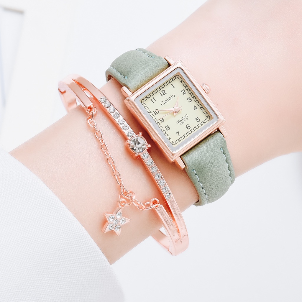 Đồng Hồ Nữ Chính Hãng GAIETY TD5 Mặt Vuông Thời Trang Vintage Dây Da Cao Cấp Đẹp Giá Rẻ