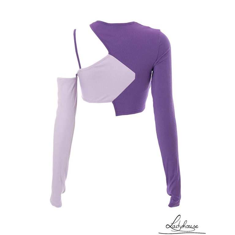 Áo thun croptop tay dài cổ tròn dáng ôm thiết kế độc đáo thời trang quyến rũ cho nữ