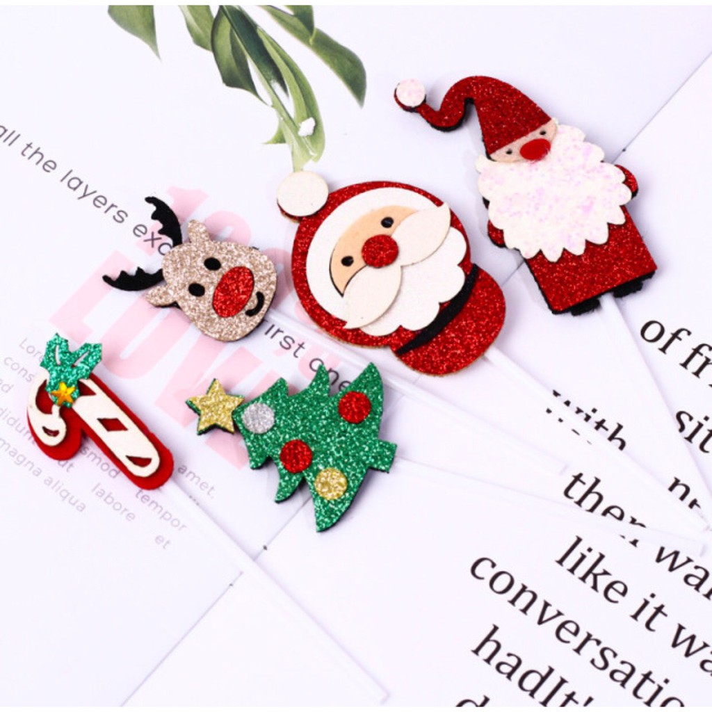 Phụ kiện trang trí Giáng sinh, bánh kem sinh nhật, bánh cup cake, decor cây thông noel