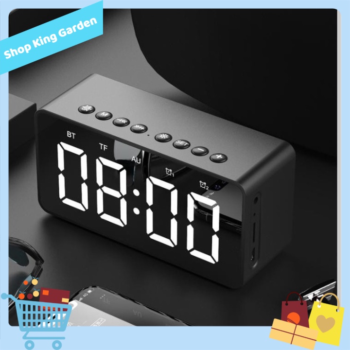 Đồng hồ để bàn báo thức kiêm Loa Bluetooth 5.0 siêu trầm có chức năng Đàm Thoại (Black Mirror) - King's Garden