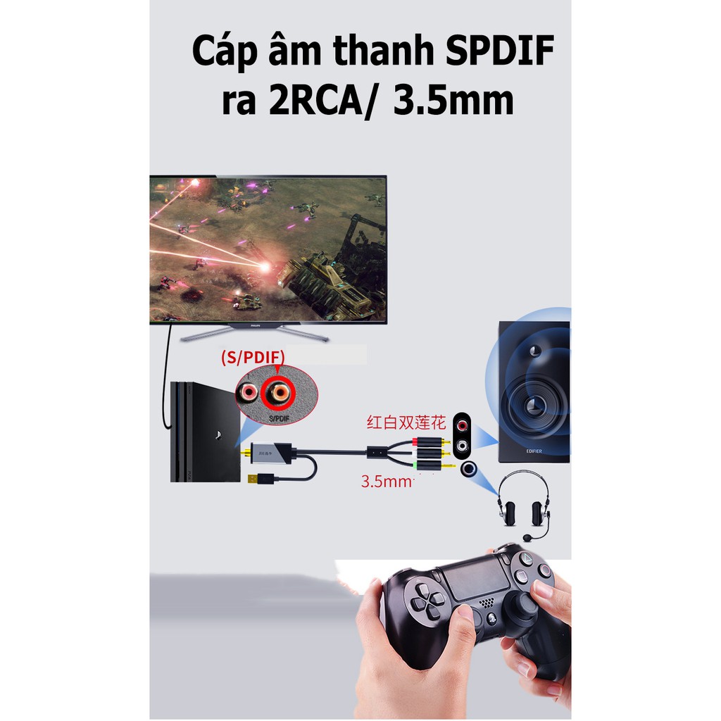 Cáp chuyển âm đồng trục Coaxial ra bông sen AV và AUX 3.5mm - Jinghua z235