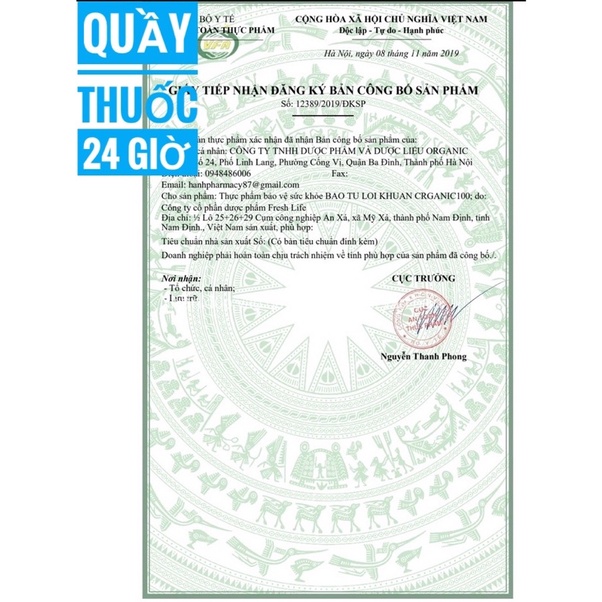 Bào tử lợi khuẩn Organic 100 Organic100 men vi sinh giúp ăn ngon, tăng cường tiêu hóa, giảm tiêu chảy, táo bón, đầy hơi
