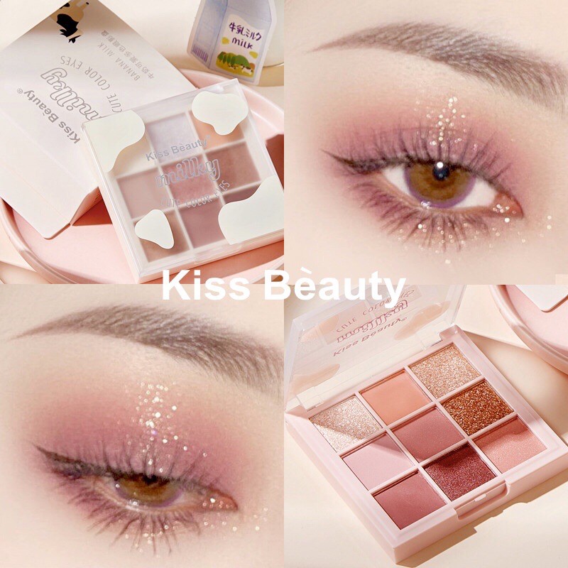 Bảng mắt 9 ô Kissbeauty Milk tone nhẹ nhàng bling bling