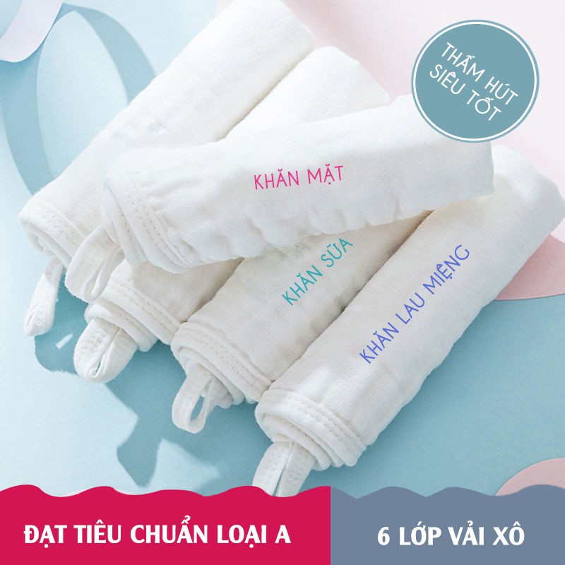 Set 5 Khăn Xô Sữa 6 Lớp Cho Bé Siêu Thấm Hút Thêu Họa Tiết Hoạt Hình Đáng Yêu - Khăn lau sữa cho bé - Hàng Nhập Khẩu