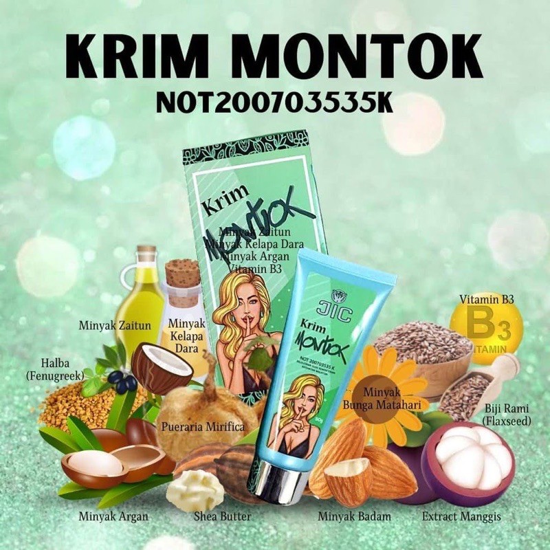 kem JIC KRIM MONTOK CREAM tăng kích thước ngực, nâng mông ,chiết xuất thiên nhiên 50g.