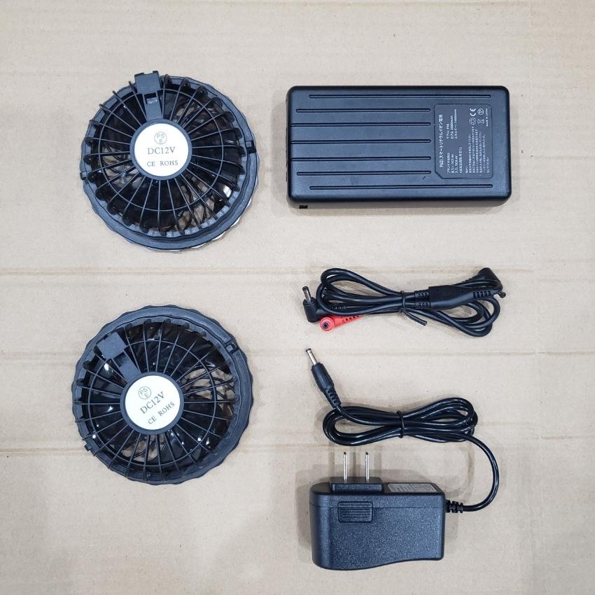 Bộ phụ kiện áo điều hoà pin 25000 mAh, quạt 12v không chổi than, phụ kiện áo điều hoà Nhật Bản, bảo hành 12 tháng