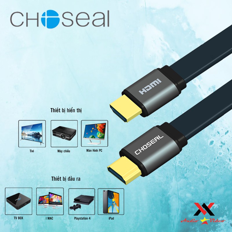 [Mã ELORDER5 giảm 10K đơn 20K] Dây Cáp HDMI Choseal Loại Dẹt 1,5m, 3m, tivi, chơi game, máy chiếu, chuẩn full HD