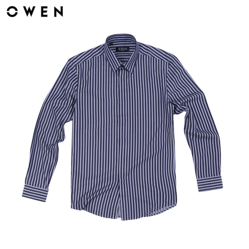 Áo Sơ mi dài tay nam Owen chất Sen dáng Slimfit màu xanh tím nhạt - AS91502D