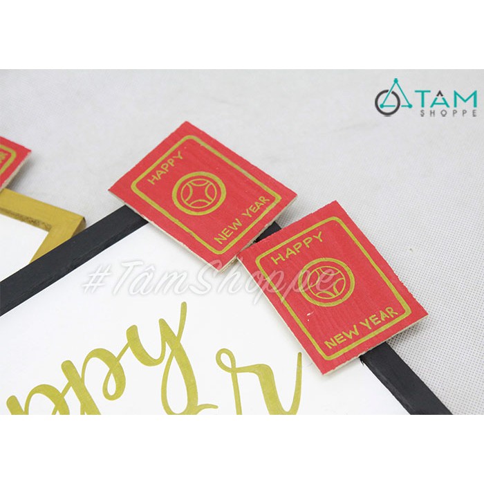 [VẼ TAY] Bảng treo cửa Tết gỗ 2 thẻ đỏ handmade hoa đào T-BTC-06