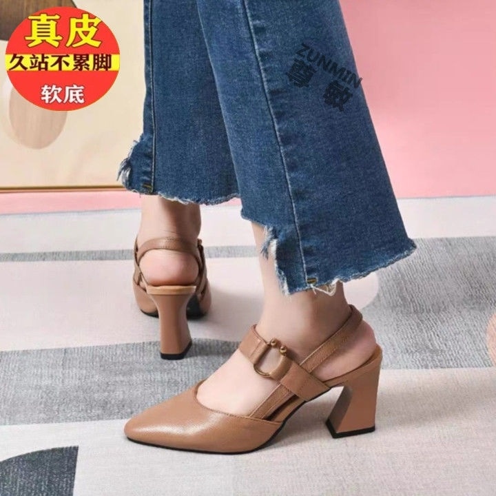 Giày Sandal Cao Gót Bằng Da Hở Ngón Thời Trang Mùa Hè 2022 Dành Cho Nữ