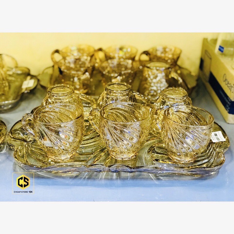 bộ khay cốc chén thuỷ tinh