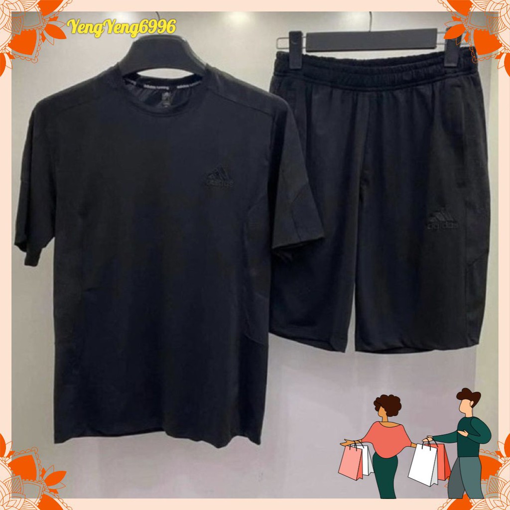 BNA24 BỘ ĐÙI NAM TRƠN THÊU DA.S 2 MÀU XANH ĐEN