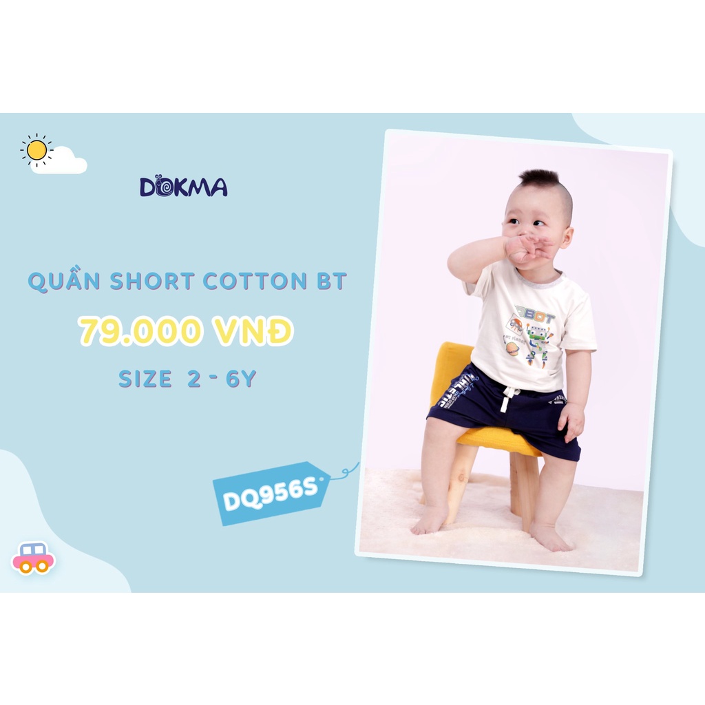 DQ956S Quần short cotton bé trai Dokma in chữ (2-6T)