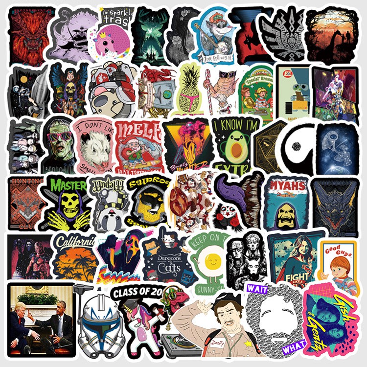 [Set 51 Cái] Sticker phong cách đường phố hiphop, graffiti dán trang trí laptop, nón bảo hiểm, vali, xe tay ga - DB.044