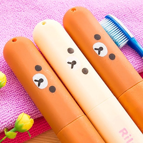 Set 2 Hộp Đựng Bàn Chải Đánh Răng Hình Gấu Đáng Yêu Màu Sắc Ngẫu Nhiên