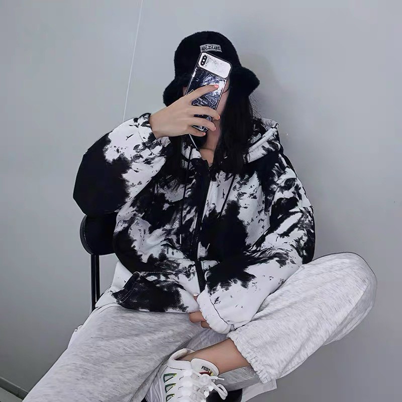 Áo Khoác Nỉ Nam Nữ Dây Kéo Loang Màu | BigBuy360 - bigbuy360.vn