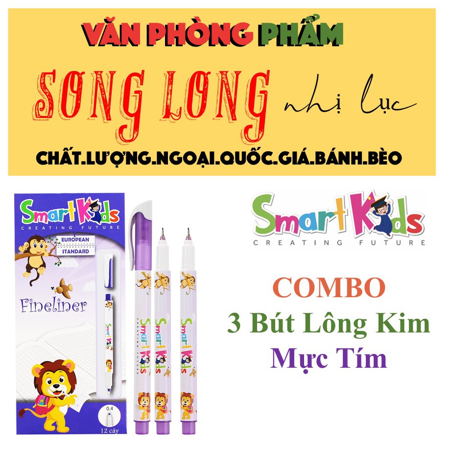 Bút LÔNG KIM Mực Tím Tươi Sáng, nét viết Nhỏ Đẹp, Mực ra đều không lem, không độc hại -Tiêu chuẩn Châu Âu