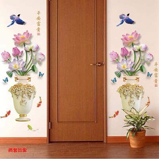 decal dán tường bình hoa sen