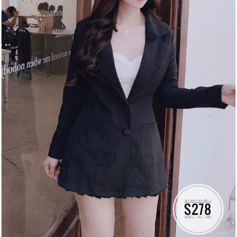 Set vest big size 3 món váy xếp li từ 60kg-90kg