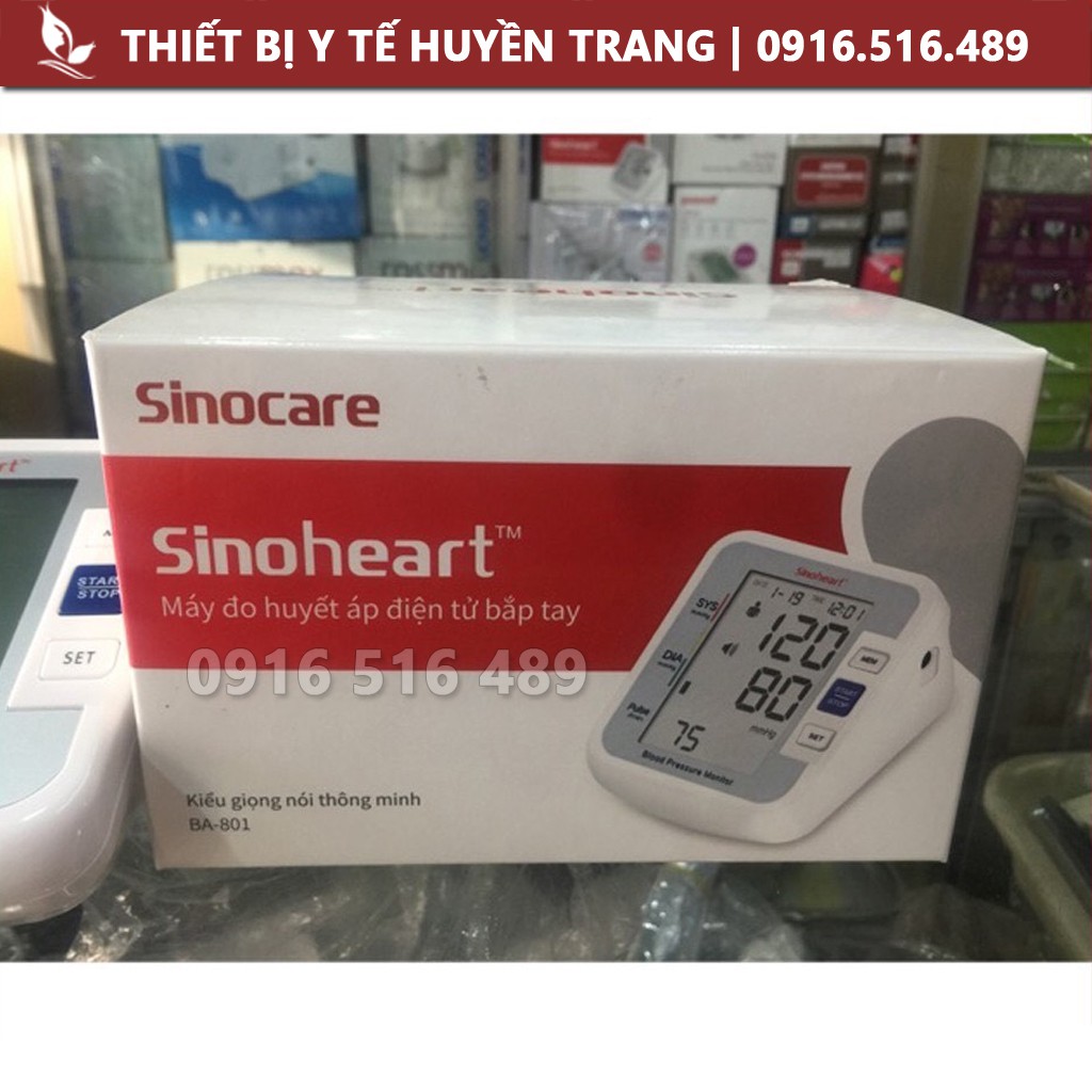 Máy Đo Huyết Áp Điện Tử Sinocare Sinoheart BA-801 Tự Động Có Giọng Nói Đo Nhịp Tim Mạch Tại Nhà Y Tế Huyền Trang