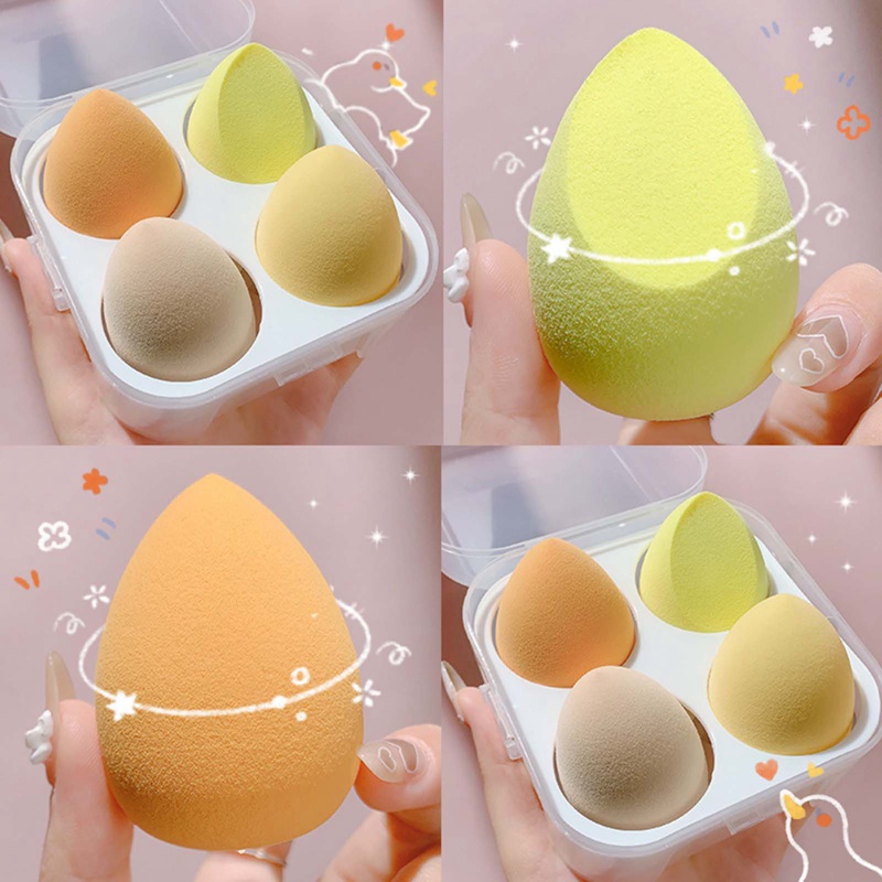 [Hàng mới về] Hộp 4 mút trang điểm làm đẹp tiện dụng để tán kem nền/ phấn má hồng