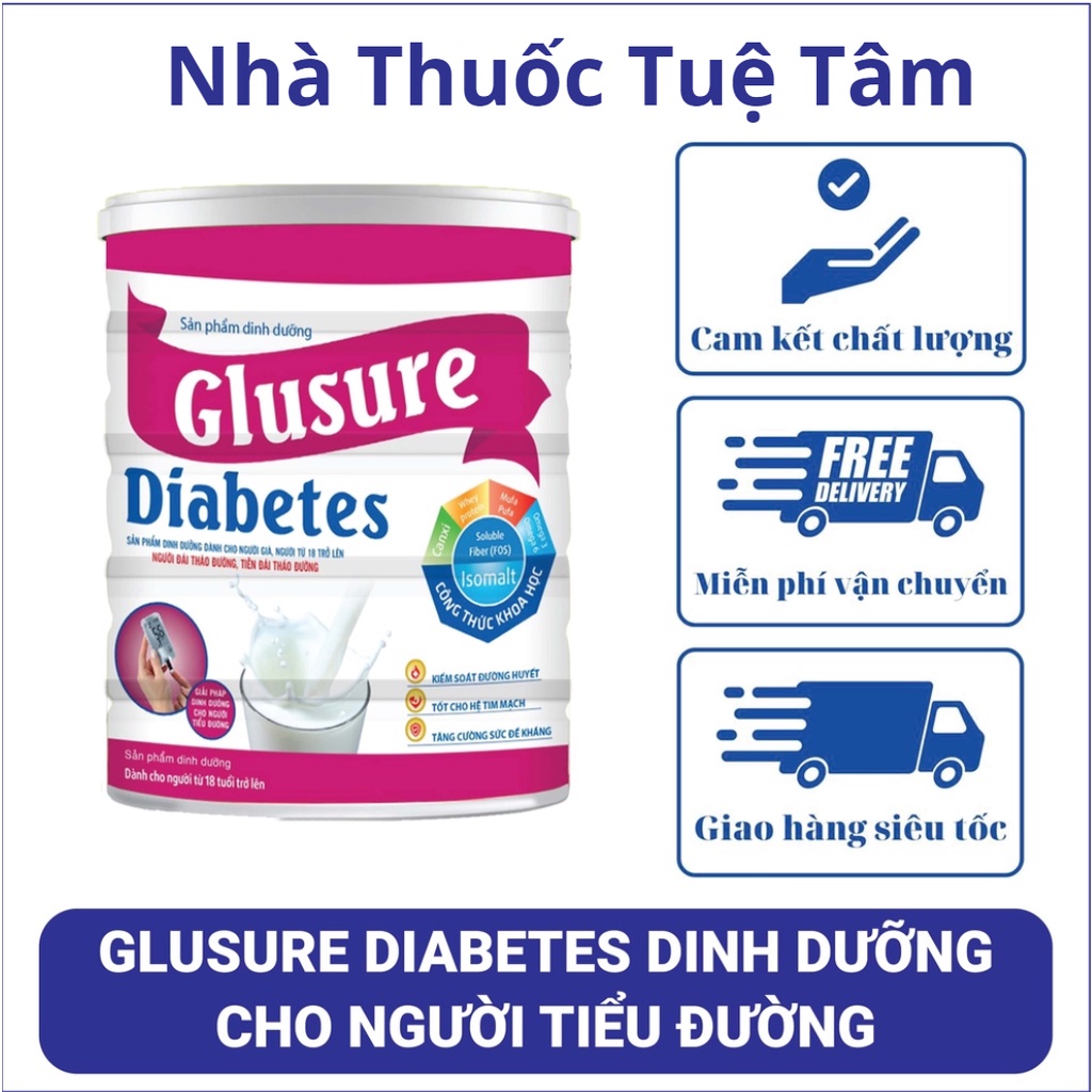 Sữa non tiểu đường Glusure Diabetes hộp 900g ổn định đường huyết, ăn ngon ngủ ngon