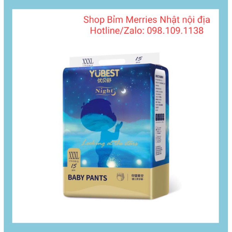 [HCM] Tã dán/quần YUBEST NIGHT dùng ban đêm bản cao cấp nội địa size S84/M76/L72/XL68 (dán), M76/L72/XL68/XXL64/XXXL66