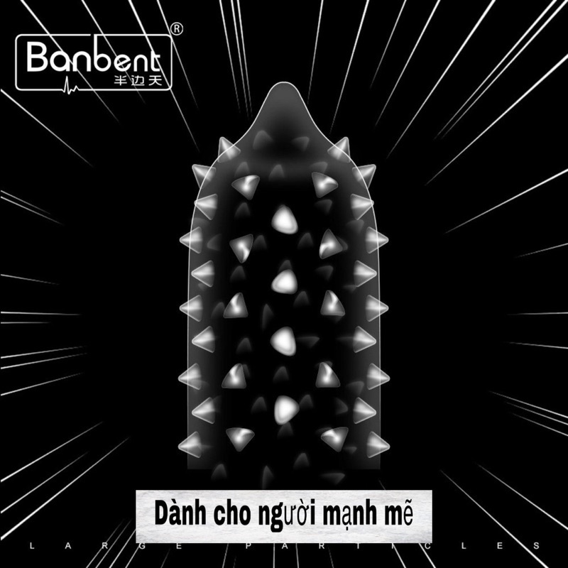 Bao cao su BANBENT 3D Large particles 001 siêu mỏng, nhiều gel, hương đào, gân gai, kéo dài thời gian hộp 12 bcs