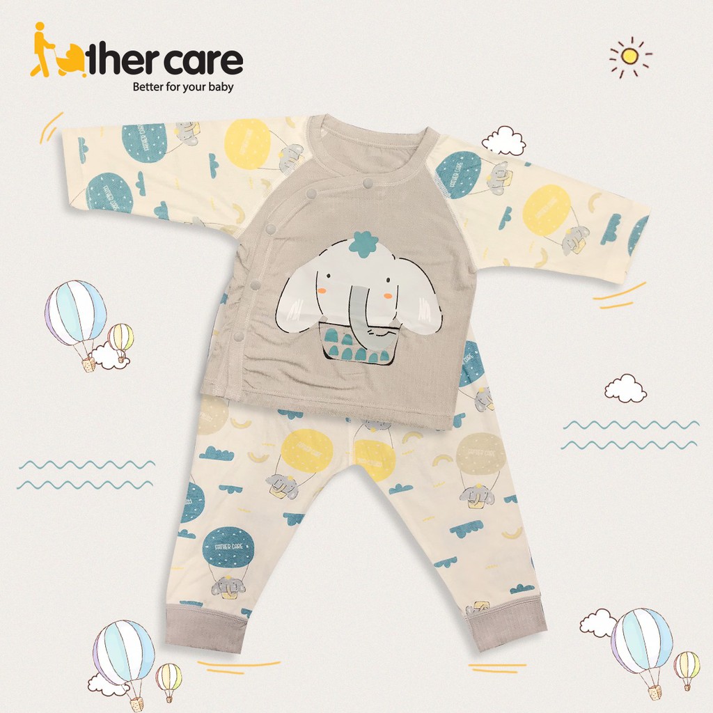 [Mã FARSBR152 giảm 15% đơn 99K] Bộ Quần áo FatherCare Cài lệch Dài tay - Voi (Trơn - Họa tiết) FC769