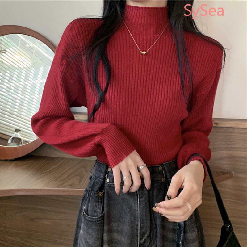 Áo sweater dệt kim cổ lọ thiết kế dễ thương dành cho bạn nữ