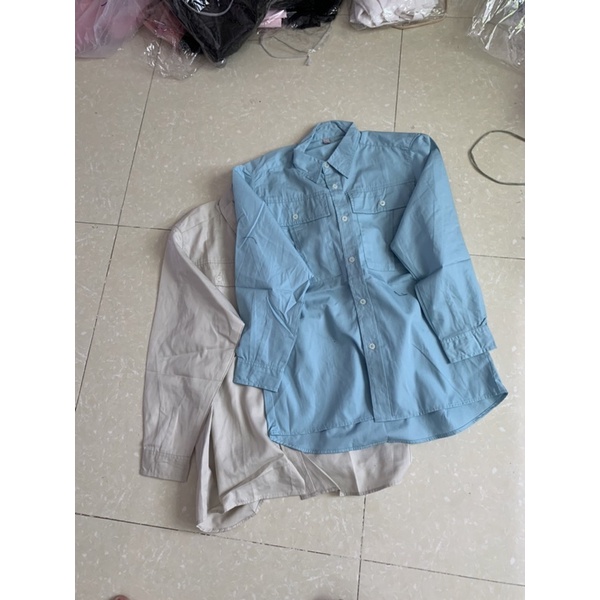 Áo sơ mi kaki túi hộp nữ
