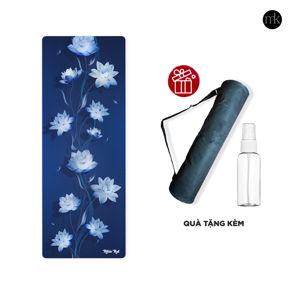 Thảm yoga Mikie Mat Microfiber in hình, thấm hút mồ hôi KB8