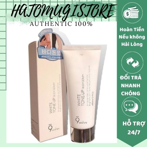 Kem dưỡng ẩm [Hàng Chuẩn] Kem dưỡng trắng body 9wishes White Tone up Body Serum (150ml)