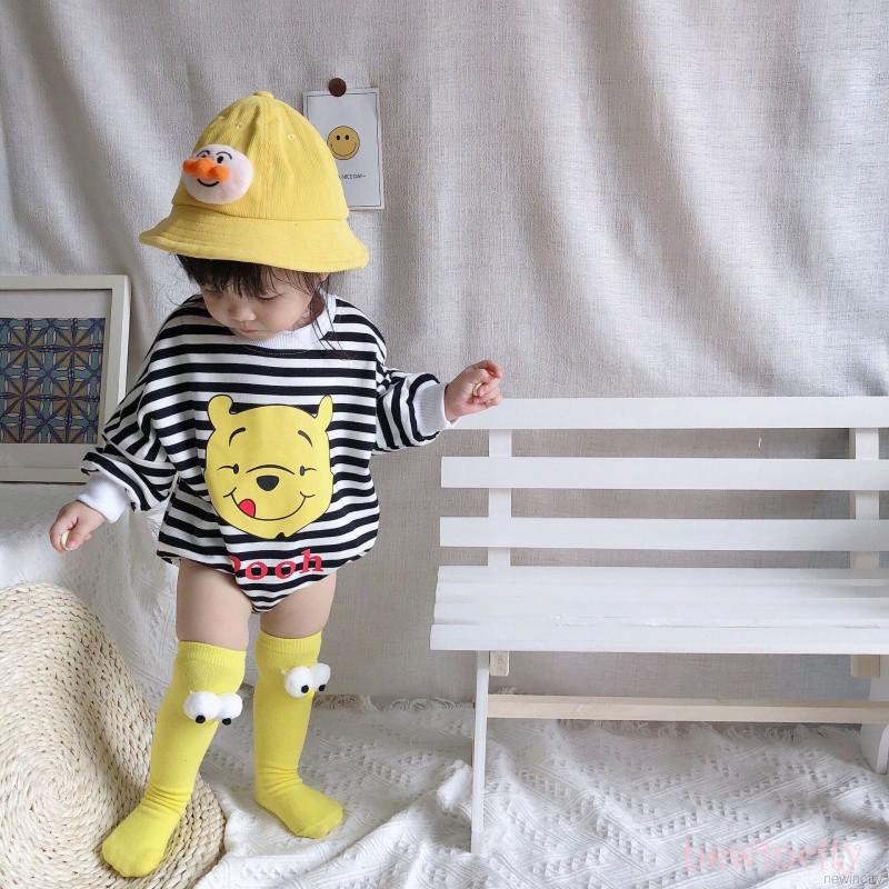 Bộ áo liền quần dài tay sọc ngang cho bé trai và bé gái