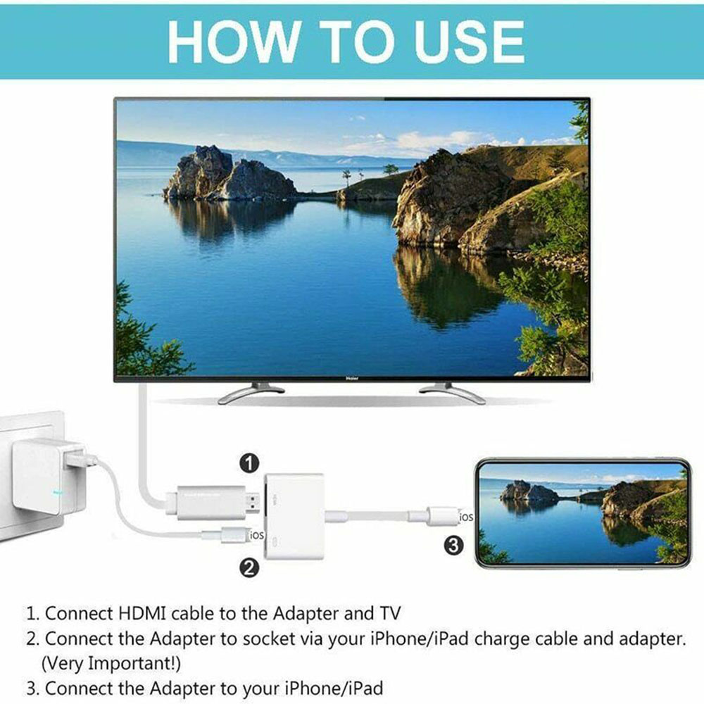 Cáp Chuyển Đổi 1080p Usb Sang Digital Av Tv Hdmi Cho Ipad Air Apple Iphone Xr 12