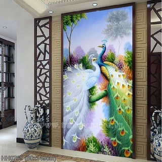 Tranh thêu kín chữ thập Vợ Chồng chim Công HH0769(80x149cm)